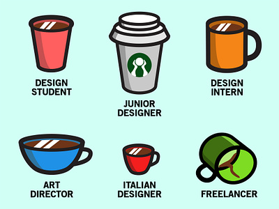 Designer Coffee art director cartoon coffee coffee cup coffeecup creative cute art design intern design studio design sudent fiverr freelancer funny glass graphic illustration italian designer junior designer simple vector