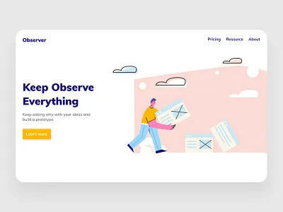 Observer Landing Page branding illustration ui ux web