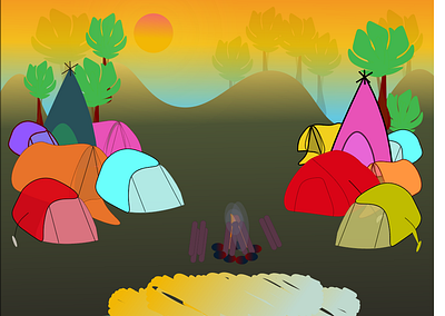 camp illustration design illustration illustrator images imagination landscape scene scenery ui design uiux