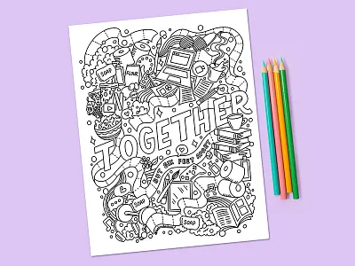 Free social distancing coloring page coloring coloring book coloring page food food illustration hand lettering illustration lettering linework procreate quarantine social distancing typography