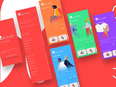 Recover Covid-19 — Official informations app case study #1 app branding flat illustration lyout minimal mobile mobile first search slider ui ux
