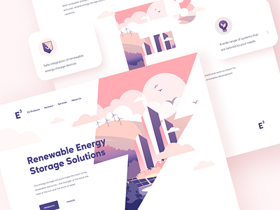 Renewable Energy Storage Solutions energy storage environmental graphic design green energy illustrations landing page renewable energy shakuro solar power ui ux web design website wind turbines