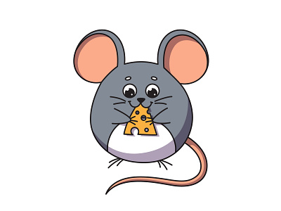 Cute mouse with cheese adobe illustrator adobeillustrator adorable animal character cheese cute cute animal design food funny illustration illustrator mouse vector