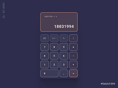 Calculator - DailyUI 004 calculate calculation calculator calculator app calculator ui daily ui dailyui flat flat design minimal mobile app mobile design mobile ui numbers
