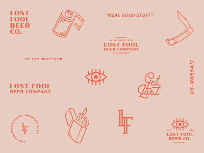 Lost Fool Flash Sheet beer brand brand identity branding brewery logo brewing company camping design icons illustration illustrator logo vector