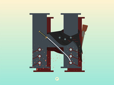 H for Hijikata Toshizō 36 days of type 36 days of type lettering 36days 36days adobe 36daysoftype 36daysoftype07 fate h hijikata history illustration illustration art japan japanese letter h sword toshizo vector