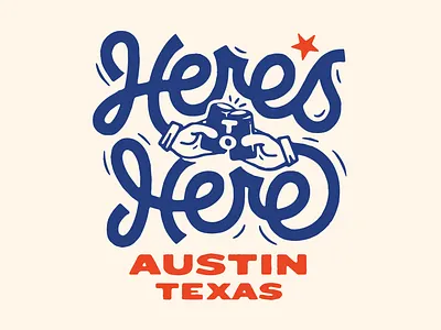 Here's to Here austin beer beer can brewery cheers friday hands illustration lettering local texas