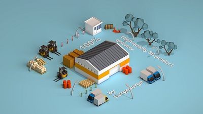 Isometric scene 3d modeling design explainer isometric