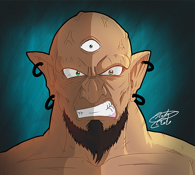 [DIGITAL + Speed painting video] The three eyed Ogre. 2d character digital drawing manga