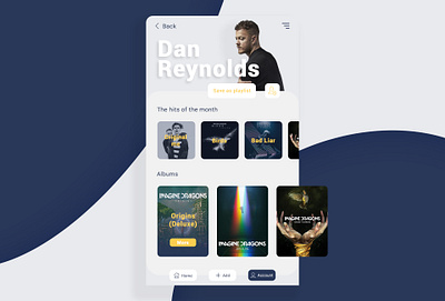100 Day UI Challenge Day #006: User Profile branding dailyui designchallenge imagine dragons interfacedesign music app uidesign user user interface uxdesign