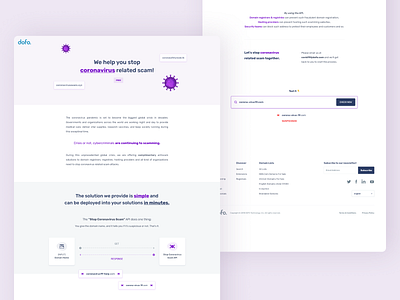 COVID-19 — ANTI-SCAM API by dofo.com anti scam clean concept coronavirus covid covid 19 covid19 design landing page ui ui design user experience ux web whitespaces