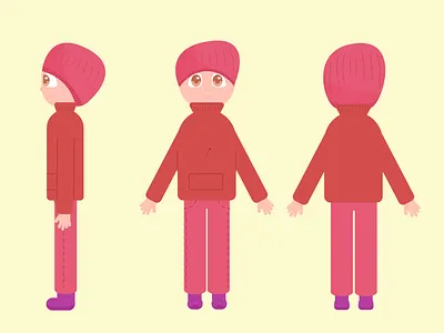 Character design 2d character design flat girl ice cap illustration vector