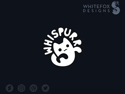 Whispurr Logo branding cat cute design feline funny ghost logo vector