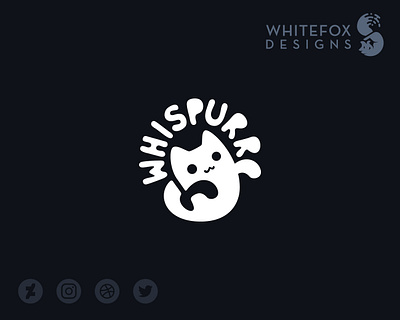 Whispurr Logo branding cat cute design feline funny ghost logo vector