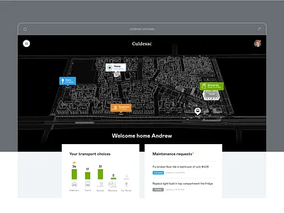 Responsive map module 3d dark ui dashboard map real estate residence resident responsive design ui