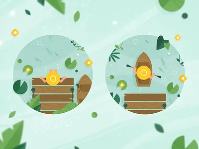 Sail boat character fish flat flower icon illustration journey lake meditate meditation mindfulness nature sail sailor texture trauma ui ux vector