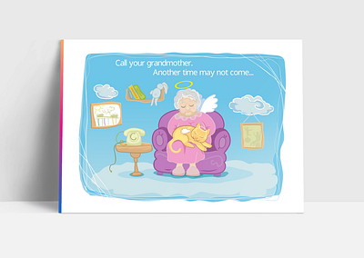 call grandma... call grandma card character illustraion vector art