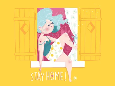 Stay home ! character confinment covid19 curve digital illustration digitalart illustration illustrator ipadpro procreate stayhome