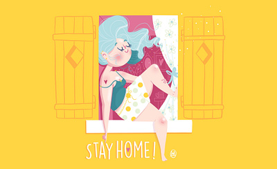 Stay home ! character confinment covid19 curve digital illustration digitalart illustration illustrator ipadpro procreate stayhome