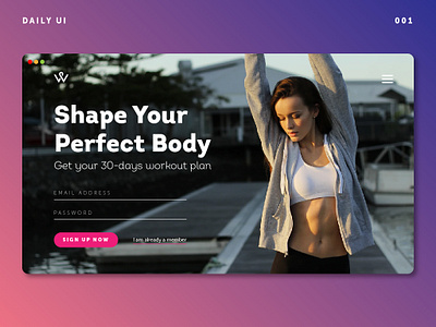 Daily UI Challenge 001 • Sign Up • UI design challenge design graphic design interface design landing page ui ui design ui ux web web design