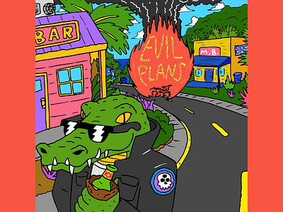 "Evil Plans" single artwork - Magic Bronson album art art band color design fun hand drawn illustration single art