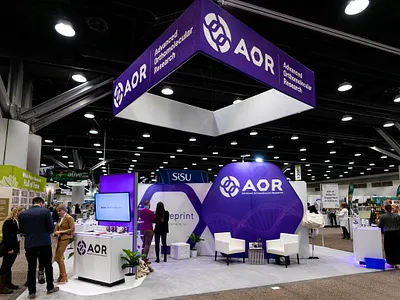 AOR at CHFA brand identity design branding conference conference booth dietary supplements nutraceutical package design packaging trade show trade show booth trade show display vitamins