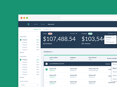 Queues and KPIs checkbox data design drawer filter header kpi layout menu menubar metrics navigation navigation bar navigation menu select table table design tabs ui ux