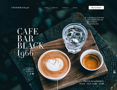 Cafe Black Bar 1966 | Web Design, Social Media, Ad Design | bar cafe cafeteria coffee contrasting dark ui european graphic design interface interface design restaurant restaurant app switzerland ui web web design webdesign website website design