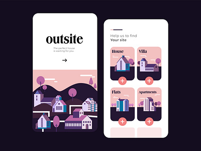 Outsite Onboarding Screens app app design design illustration onboarding screens ui ux