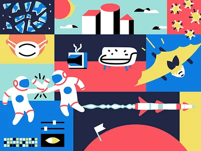 quarantine astronaut bat corona corona time coronavirus design earth earth exploded illustration mars mask quarantine space spaceship tel aviv tlv virus