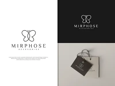 mirphose accesories logo accesories beauty brand butterfly design fhasion illustraion logo vector