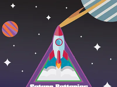 Saturn Batteries Badge badge branding flat design icon illustration illustrator logo space vector