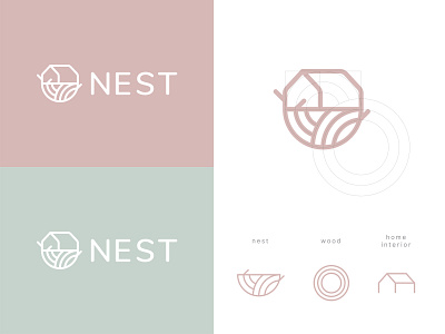 Nest Interior & Furniture Design Studio brand brand design brand identity branding branding concept branding design clean design studio exploration furniture house interior logo logo design logodesign mark minimalism nest sign wood