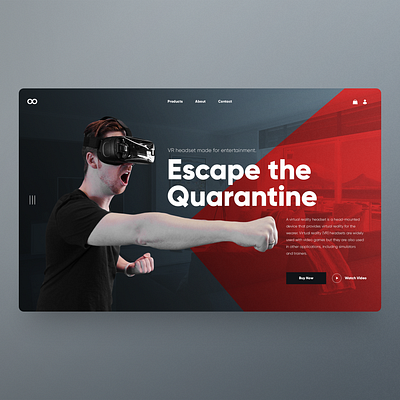 VR headset concept landing page clean ui concept dailyui hero image homepage landing page landingpage quarantine slider ui uidesign ux webdesign website design