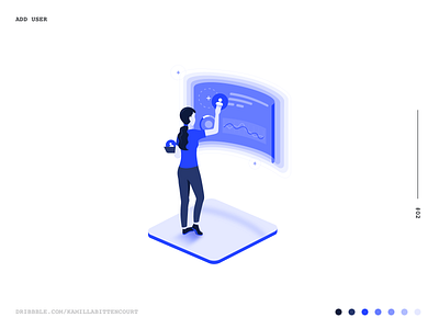 Add User Empty State #02 3d add user blue empty state illustration monochromatic monochrome ui user ux vector