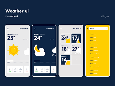 weather ui concept app blue card design concept design drawing graphic icon illust illustration mobile ui moon sun ui ux vector weather weather ui weather ux web design