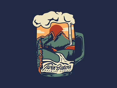 Twin Sisters Mug beer mug bellingham branding cascades illustration logo pnw screenprint typography vector washington