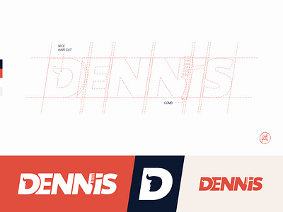 Dennis Barber Shop branding design logo orange simple vector