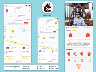 Gharelu app branding icon illustration logo ui