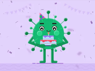 Happy Corona B-day after affects animation2d birthday character design coronavirus covid 19 flat design illustration vector motion design motiongraphics