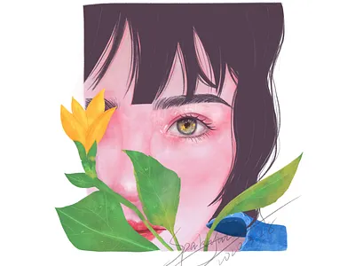 Spring amazing design drawing girl ipadproart procreate yellow