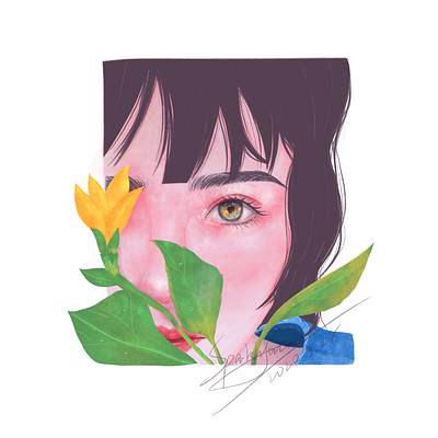 Spring amazing design drawing girl ipadproart procreate yellow