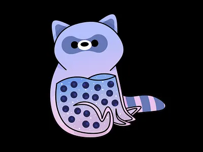 Raccoon abstract animal animals boba bubble tea cute drink food happy illustration kawaii kid minimal pastel raccoon