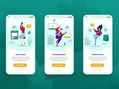 Onboarding Screens Mobile App illustration mobile app design mobile design onboarding onboarding illustration onboarding screen onboarding ui ui ui design user interface ux vector