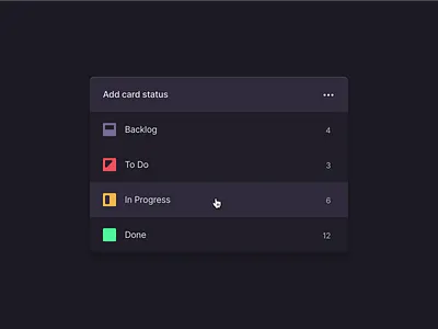 Add card status screen in dark mode app icon design screen ui ux web design