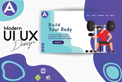 UI/UX Design For Gym Build your body. branding design illustration illustrator logo typography ui ux vector web website