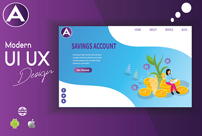 UI/UX Design For Saving Account animation branding design illustration illustrator logo ui ux vector web