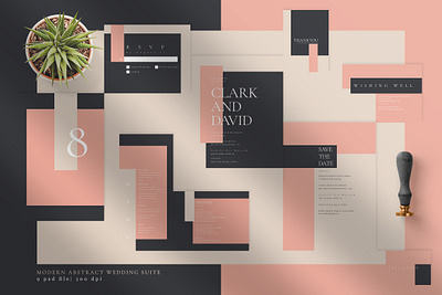 Modern Abstract Wedding Suite anniversary bridal bride card classic classy diy elegant feminine groom invitation invitations invite minimal modern party unique wedding wedding card wedding invitation