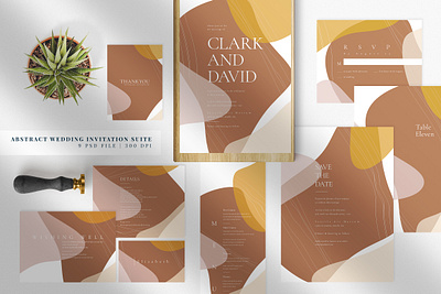 Abstract Wedding Invitation Suite abstract anniversary bride bridesmaid card casual classy design elegant feminine groom invitation invitations invite memphis minimal modern trendy wedding card wedding invitation