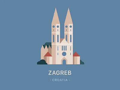 Zagreb adobe illustrator cathedral croatia flat vector flatvector illustration illustrator vektor zagreb